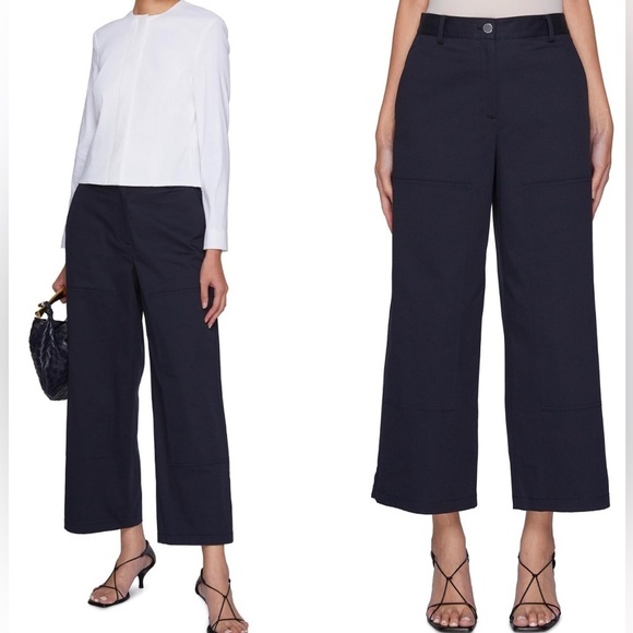 Theory UTILITY PATCH COTTON PANTS NAVY NWT M - Picture 1 of 8